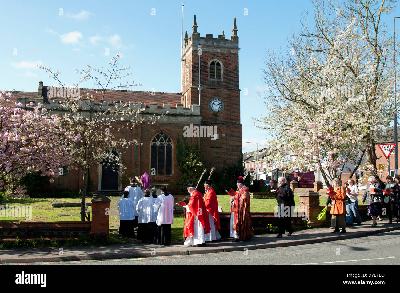 Palm Sunday procession, St. Martin`s Church, Fenny Stratford, Buckinghamshire, England, UK Stock Photo